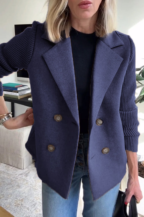 Freya - Elegant Blazer with Knitted Sleeves