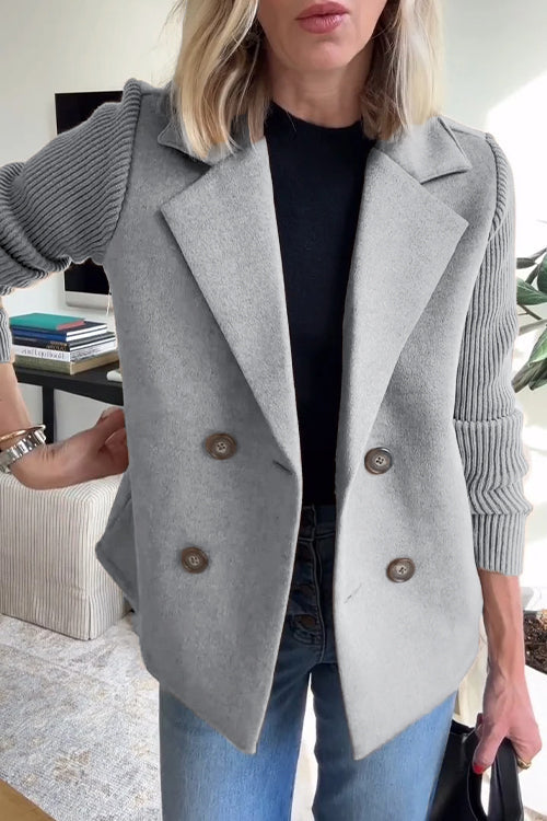 Freya - Elegant Blazer with Knitted Sleeves