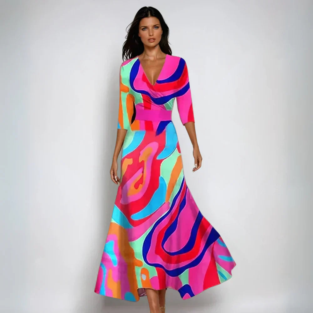 EMILIA - CHIC WRAP DRESS WITH FLOWERS