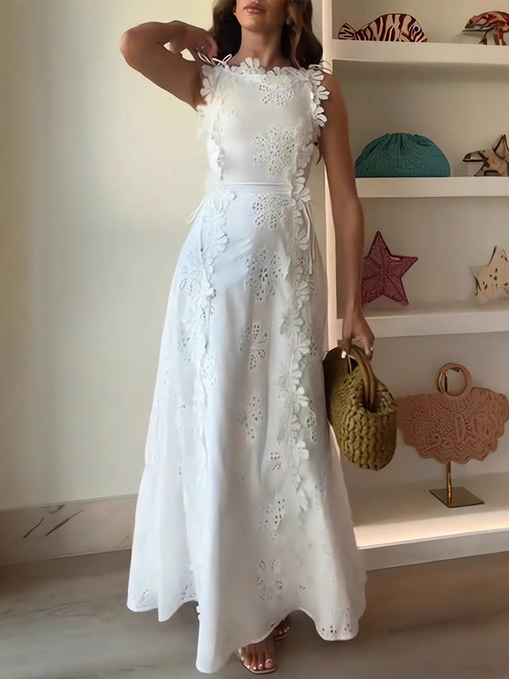 ELENA – MAXI EMBROIDERED DRESS GARDEN WHISPER