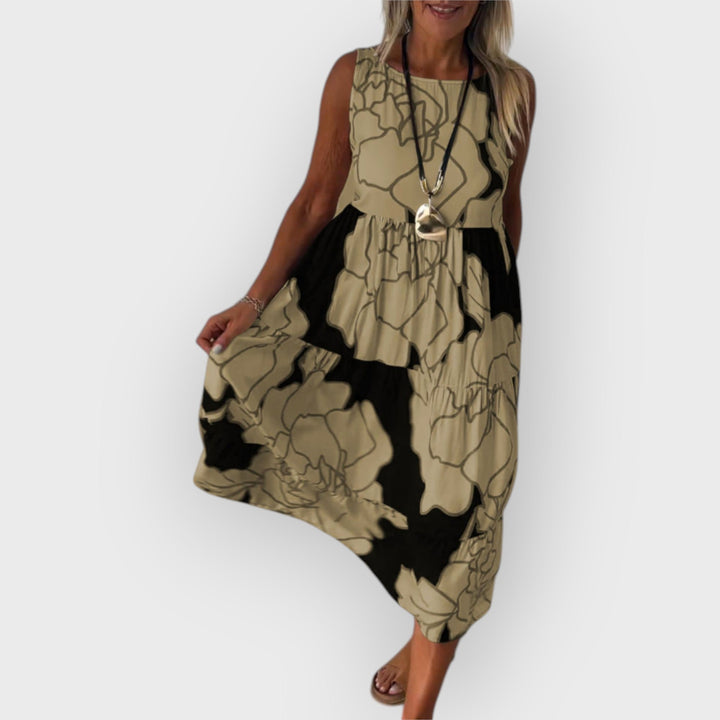 EVITA – STYLISH FLORAL DRESS WITH OFF-SHOULDER