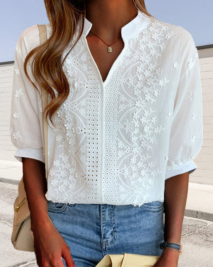 EMBERLY – LACE BLOUSE WITH PUFFY SLEEVES