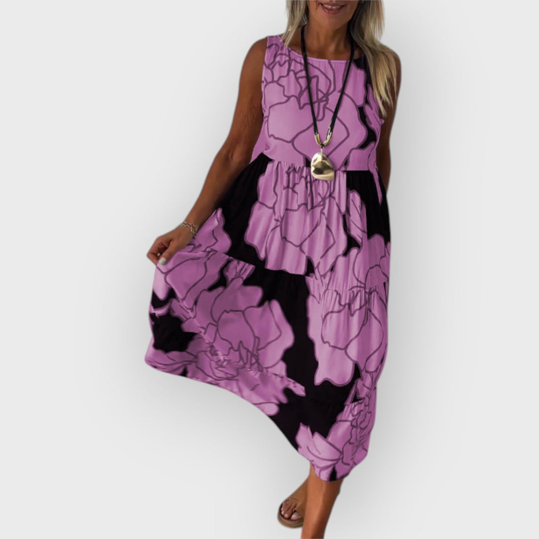 EVITA – STYLISH FLORAL DRESS WITH OFF-SHOULDER