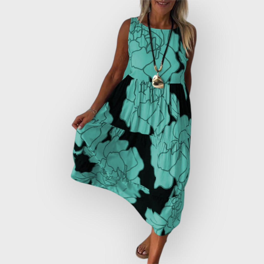 EVITA – STYLISH FLORAL DRESS WITH OFF-SHOULDER