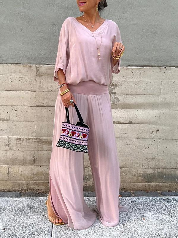 ESMERALDA – TWO-PIECE SET WITH WIDE CHIFFON PANTS