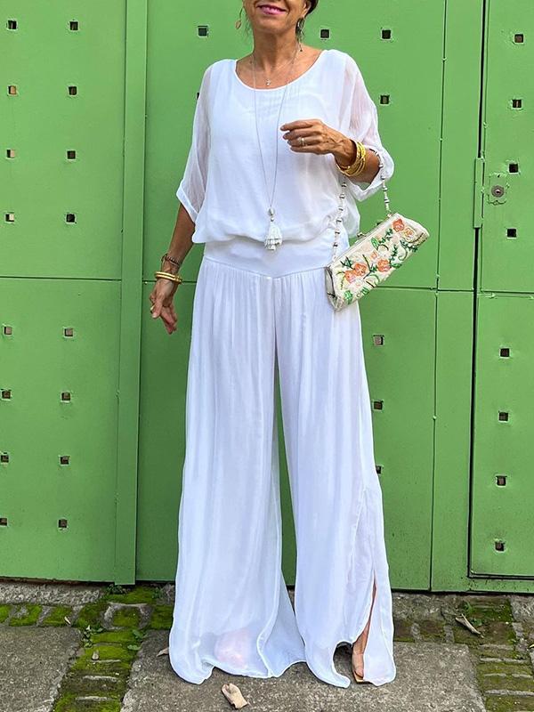ESMERALDA – TWO-PIECE SET WITH WIDE CHIFFON PANTS