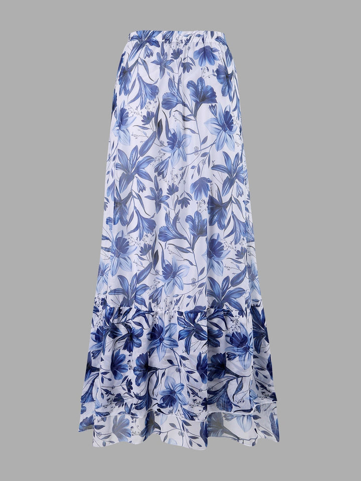 EMBERLY – BLUE AND WHITE PORCELAIN WRAP SKIRT FOR SWIMSUIT