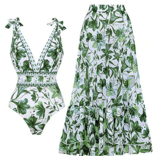 EMBERLY – BLUE AND WHITE PORCELAIN WRAP SKIRT FOR SWIMSUIT