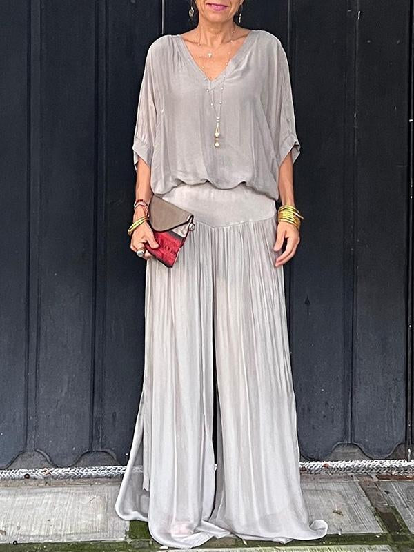 ESMERALDA – TWO-PIECE SET WITH WIDE CHIFFON PANTS