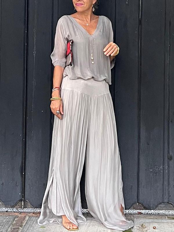 ESMERALDA – TWO-PIECE SET WITH WIDE CHIFFON PANTS
