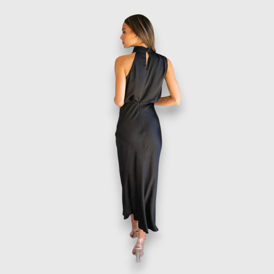 Daisy | Elegant Satin Dress with Halter Neck