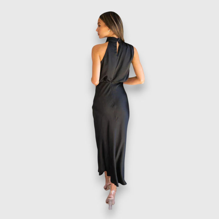 Daisy | Elegant Satin Dress with Halter Neck