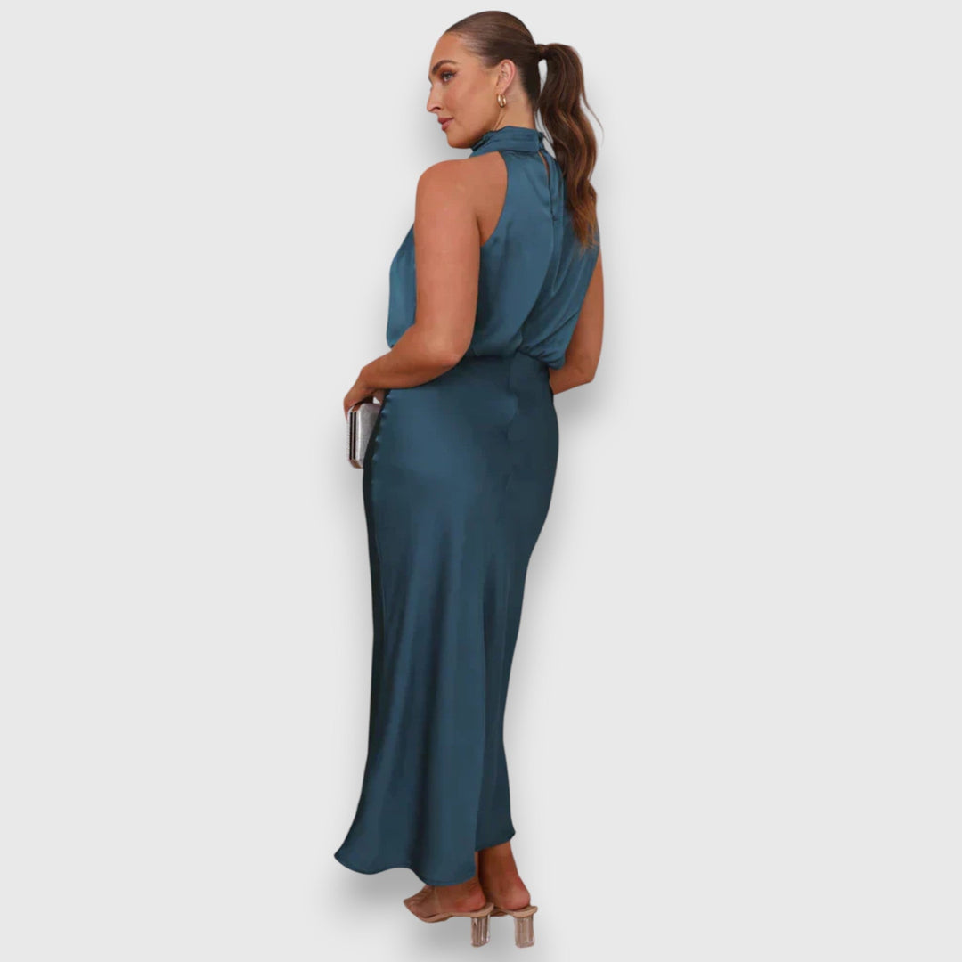 Daisy | Elegant Satin Dress with Halter Neck