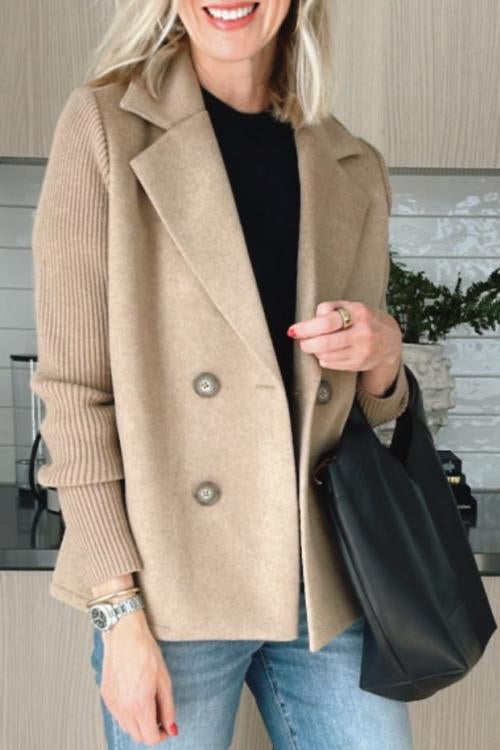 Freya - Elegant Blazer with Knitted Sleeves