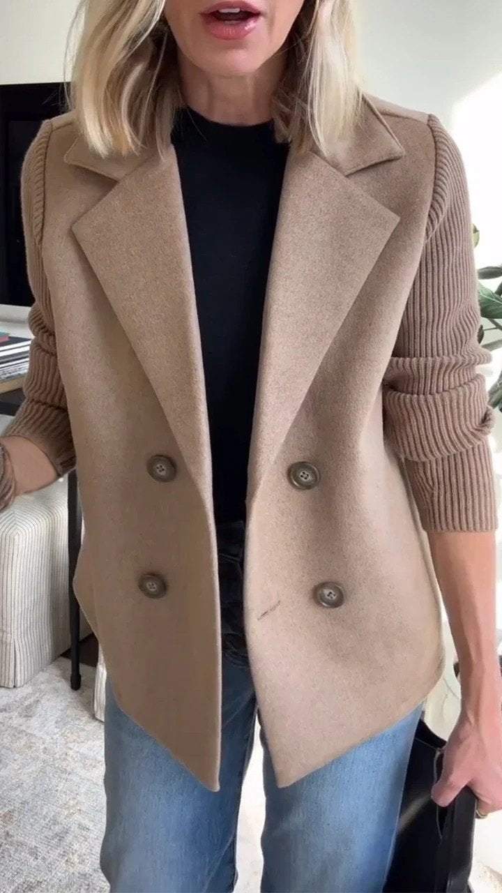Freya - Elegant Blazer with Knitted Sleeves