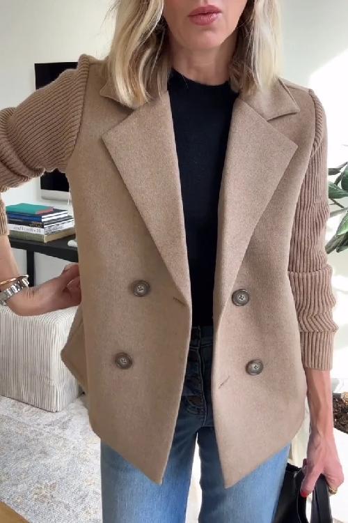 Freya - Elegant Blazer with Knitted Sleeves