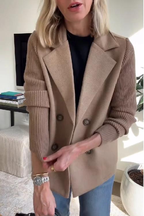 Freya - Elegant Blazer with Knitted Sleeves