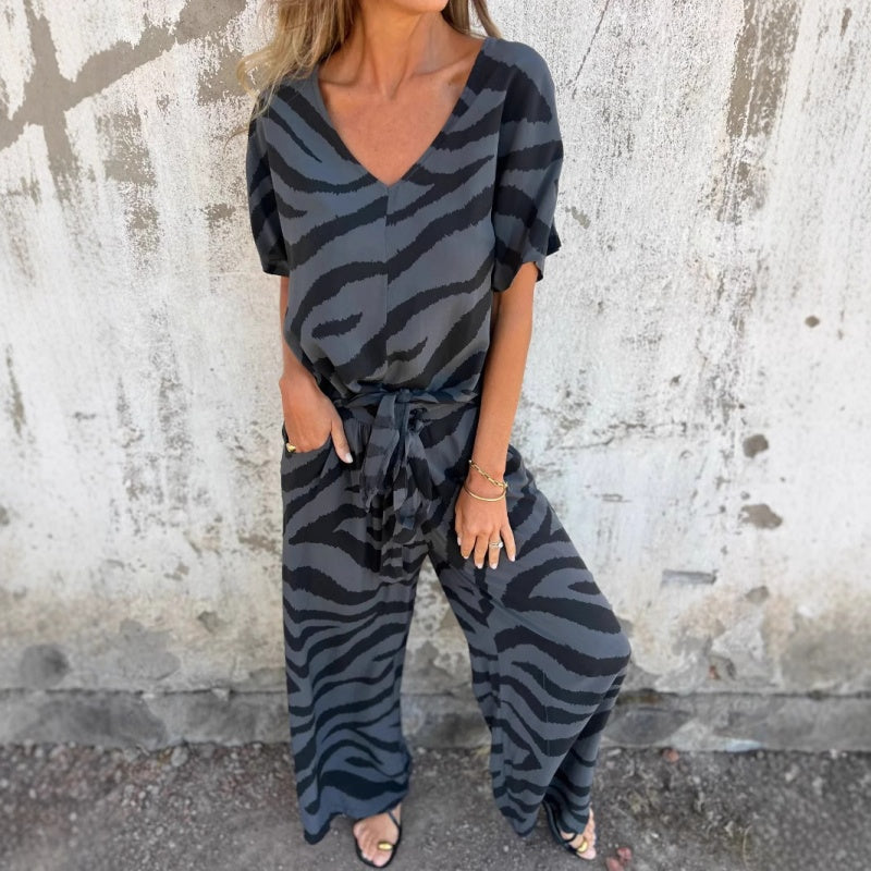Evelina | Top and Pants with Zebra Print