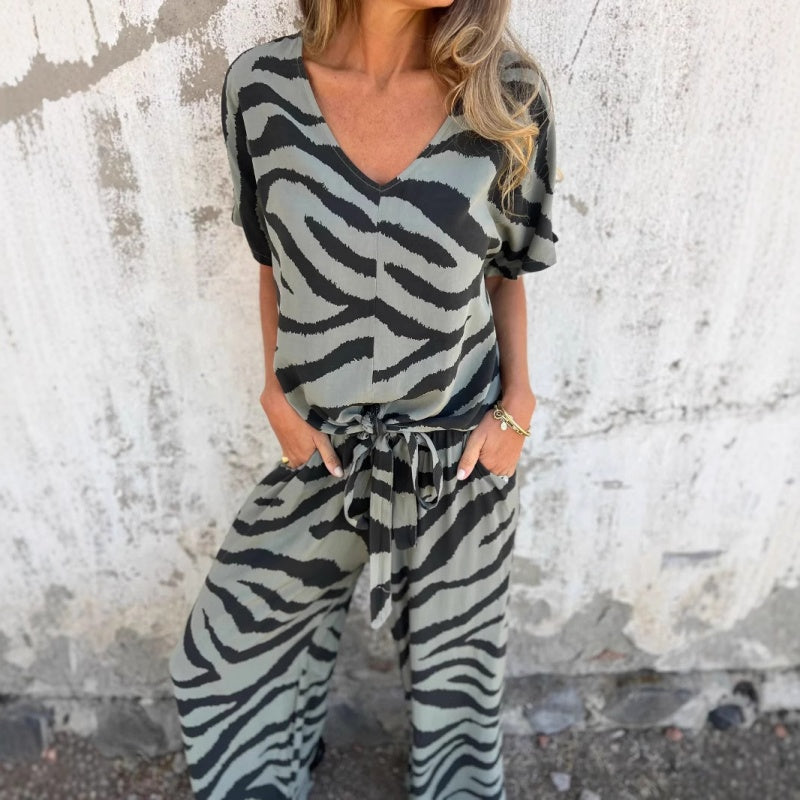 Evelina | Blouse and Pants with Zebra Print