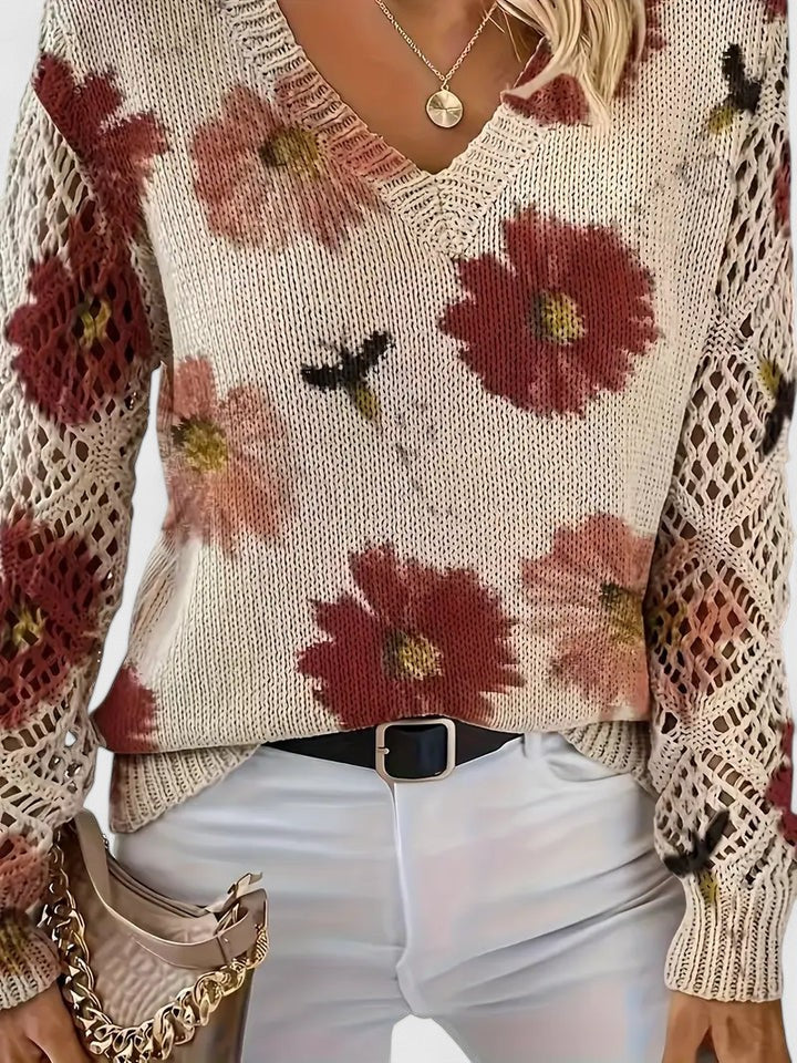 Melania | Elegant pullover with floral pattern