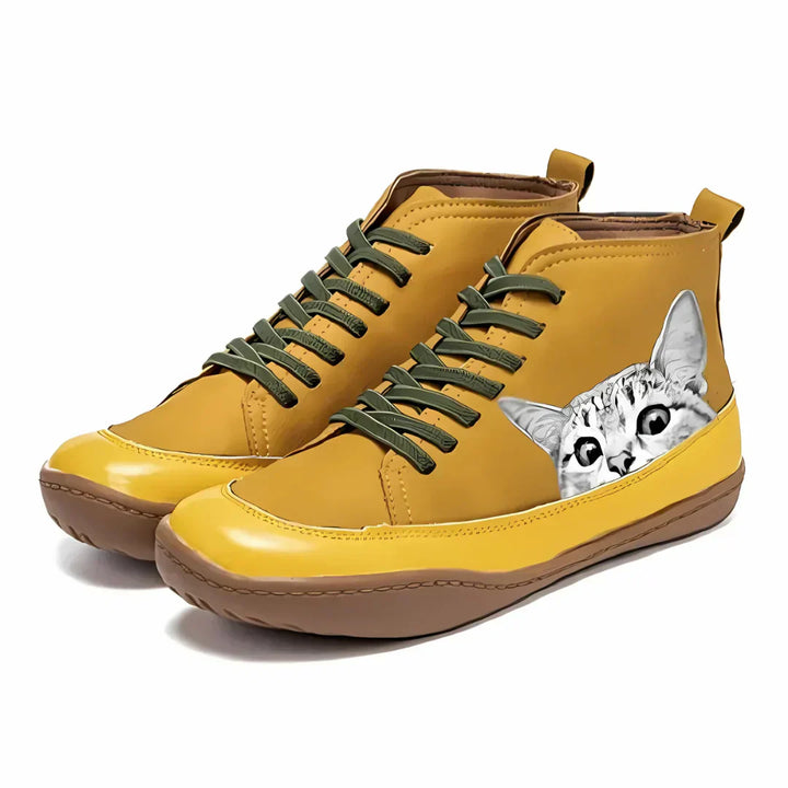 Savrani | Leather Boots With Cat Print