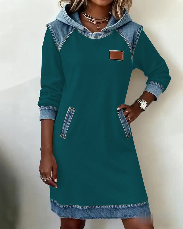 Stefana | Hoodie Dress with Contrasting Inserts