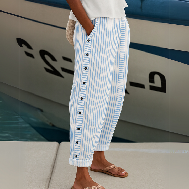 Caitlin | Elegant Striped Pants with Cuffs