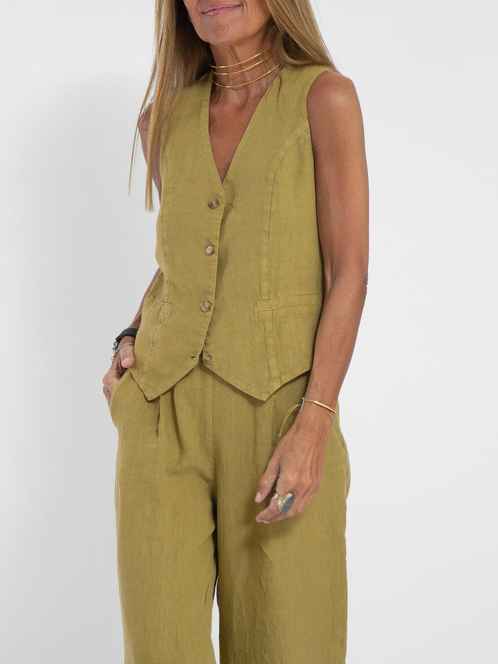 Jessica - Buttoned Vest and Wide Pants Set