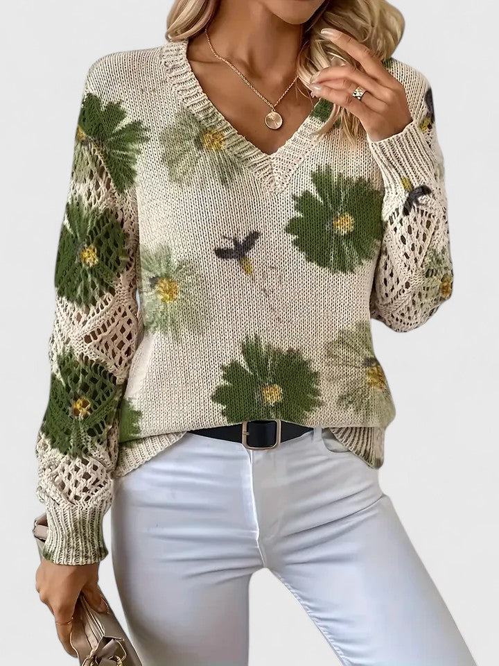 Melania | Elegant pullover with floral pattern