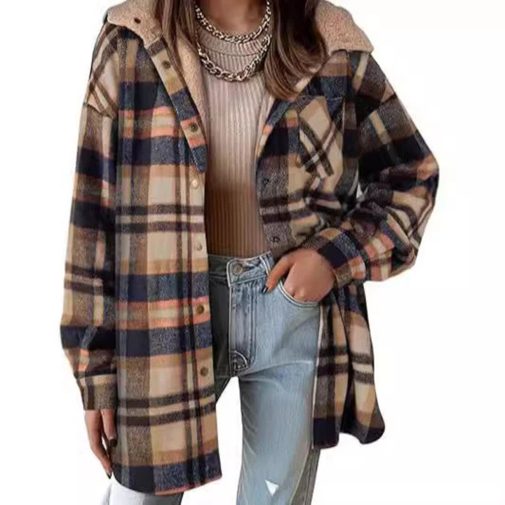 Thea | Relaxed Fit Hooded Plaid Jacket