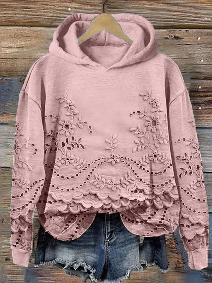 SACHZNA | Hoodie with Hood and Floral Embroidery