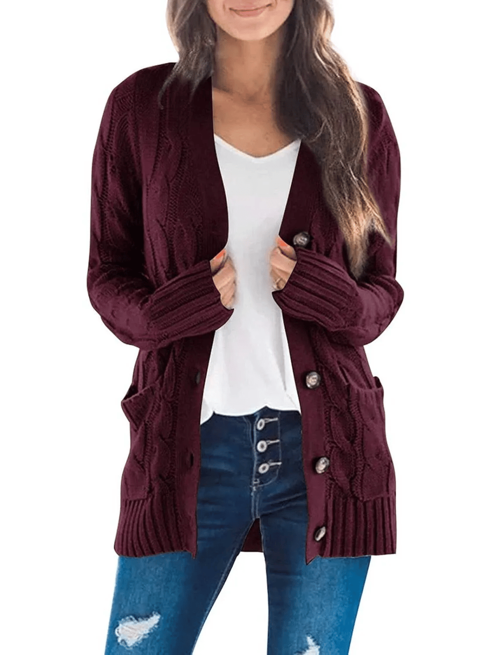 MARZENA | Comfortable cardigan with knits