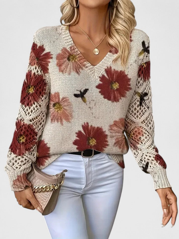 Melania | Elegant pullover with floral pattern