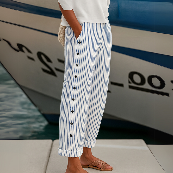 Caitlin | Elegant Striped Pants with Cuffs
