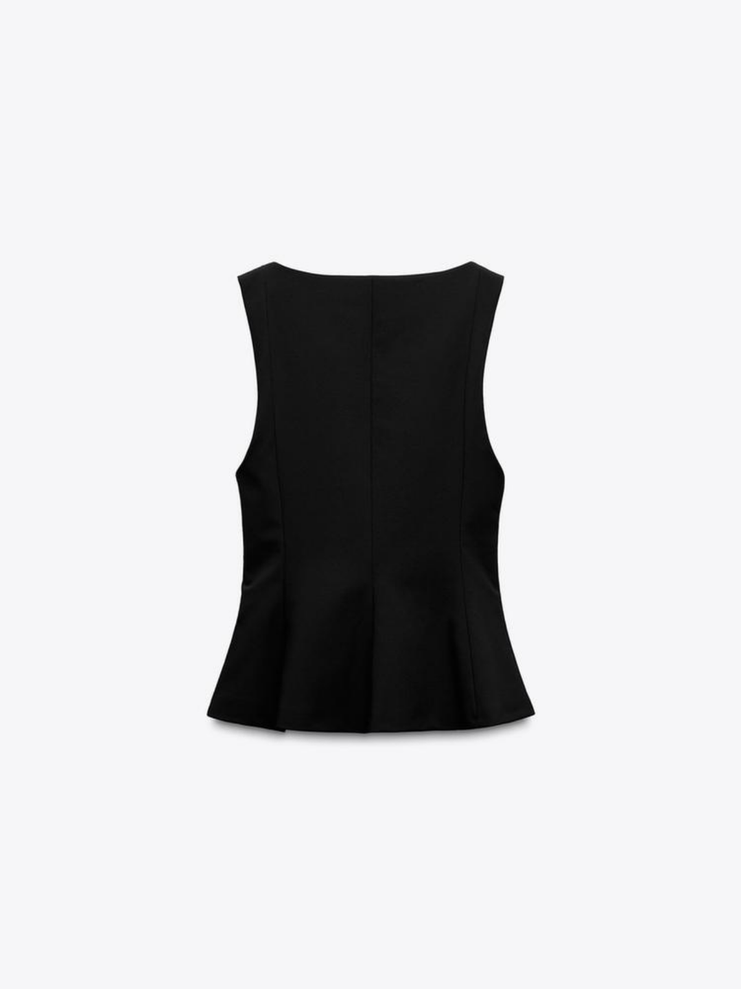 Top sleeveless peplum with square collar, slim-fit