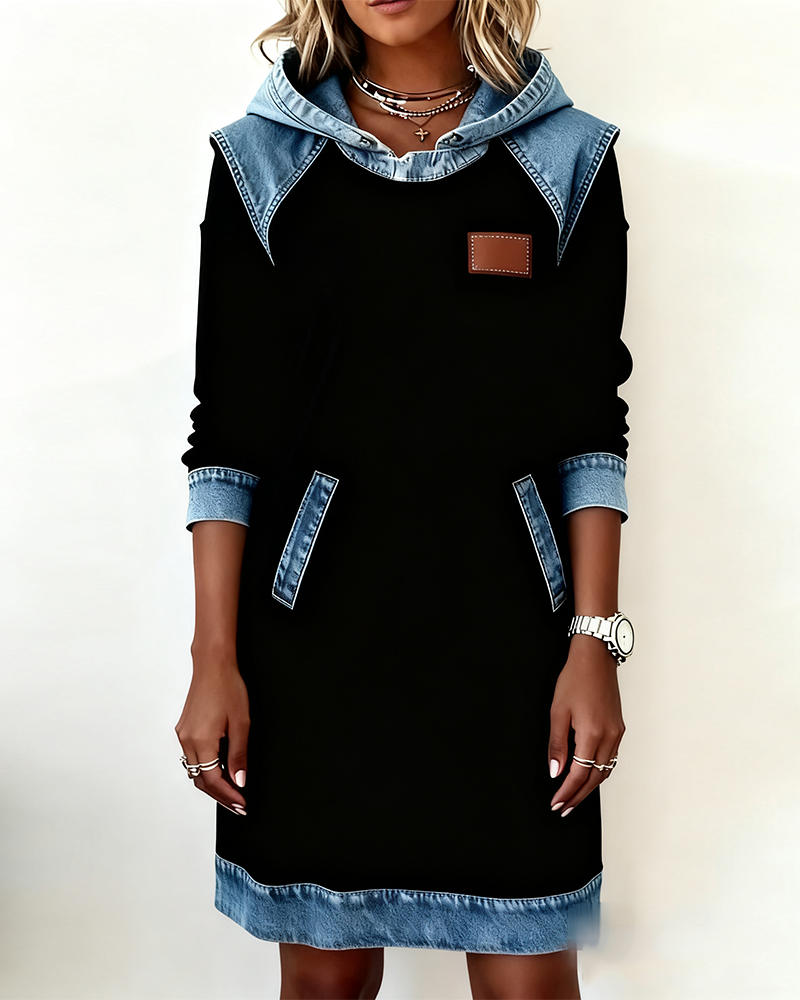 Stefana | Hoodie Dress with Contrasting Inserts