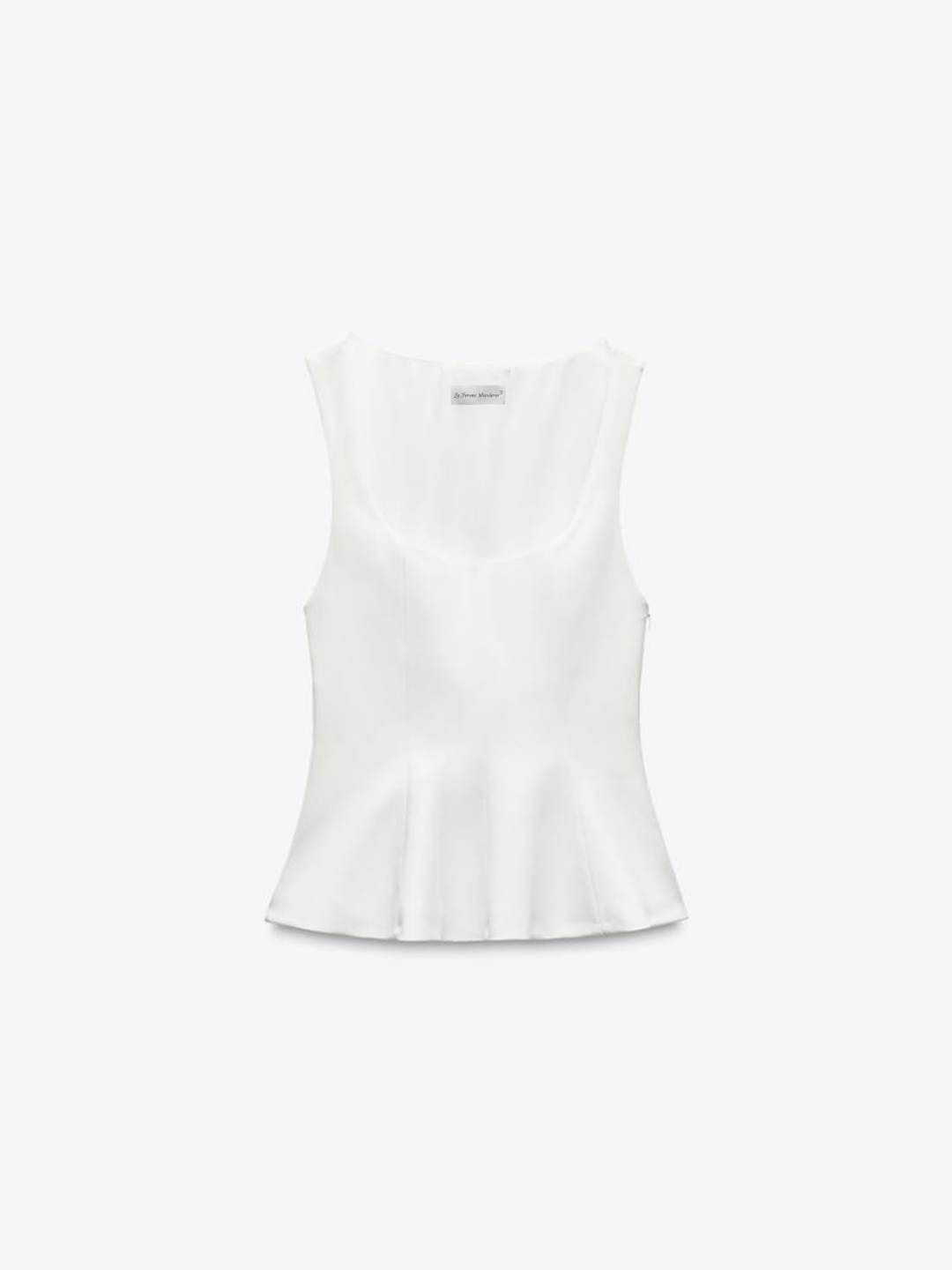 Top sleeveless peplum with square collar, slim-fit