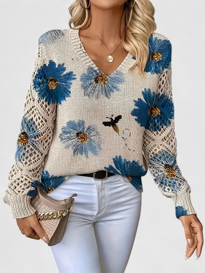 Melania | Elegant pullover with floral pattern