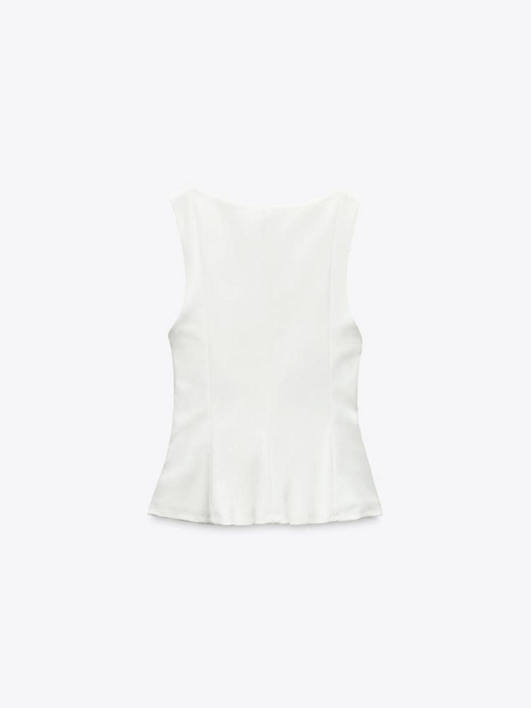 Top sleeveless peplum with square collar, slim-fit