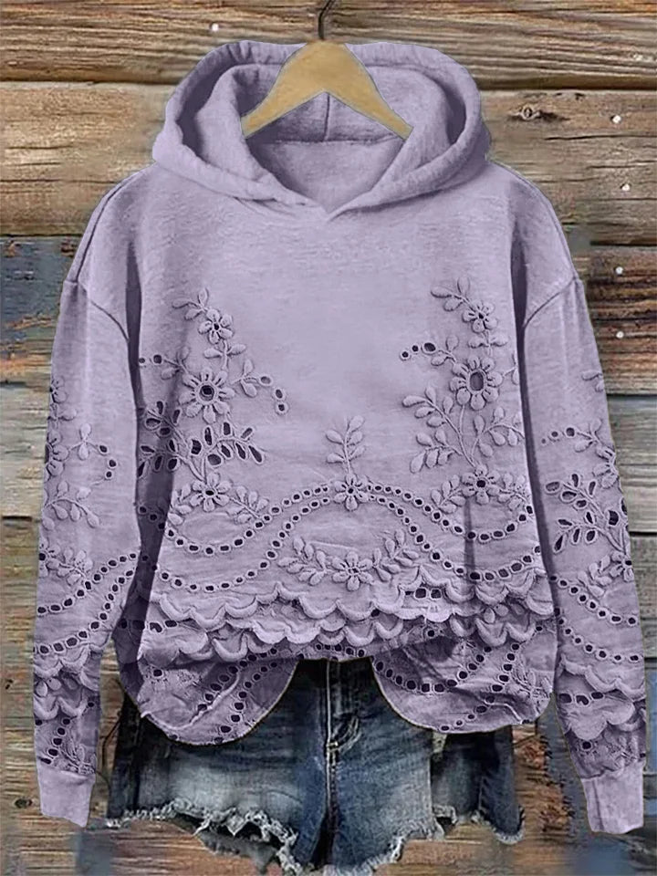 SACHZNA | Hoodie with Hood and Floral Embroidery
