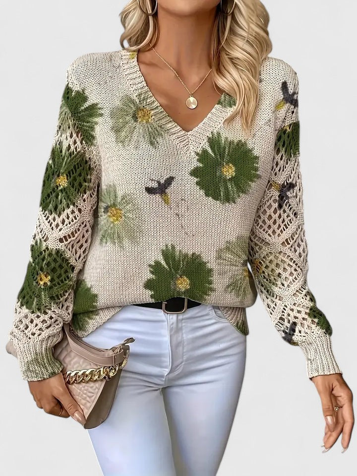 Melania | Elegant pullover with floral pattern
