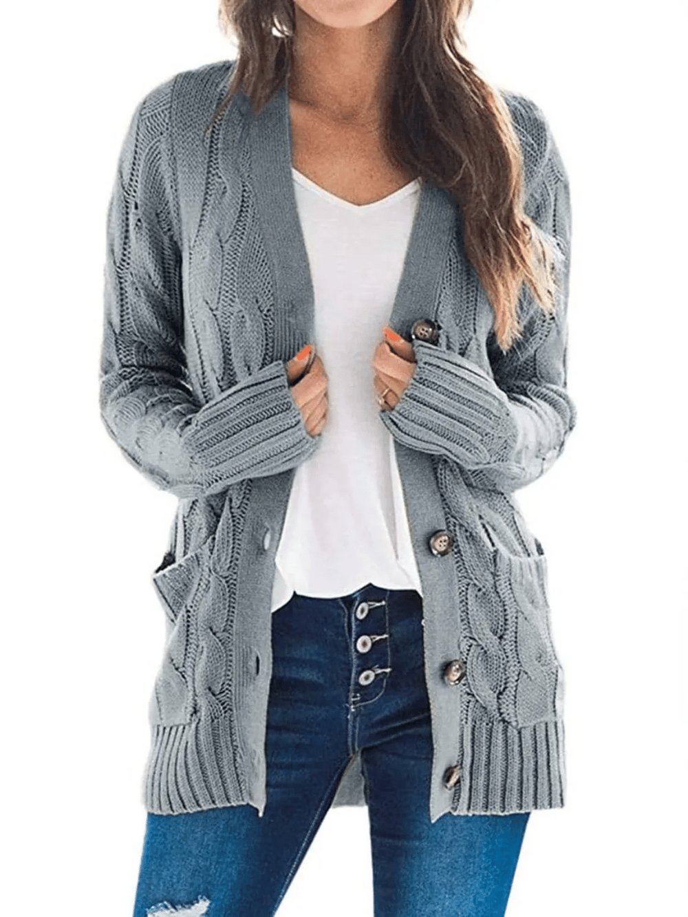 MARZENA | Comfortable cardigan with knits
