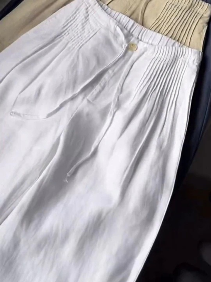 Camille | Wide-Leg Cotton and Linen Blend Pants