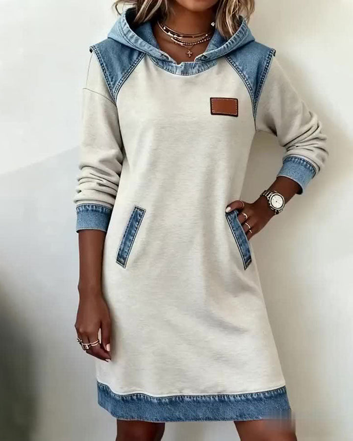 Stefana | Hoodie Dress with Contrasting Inserts