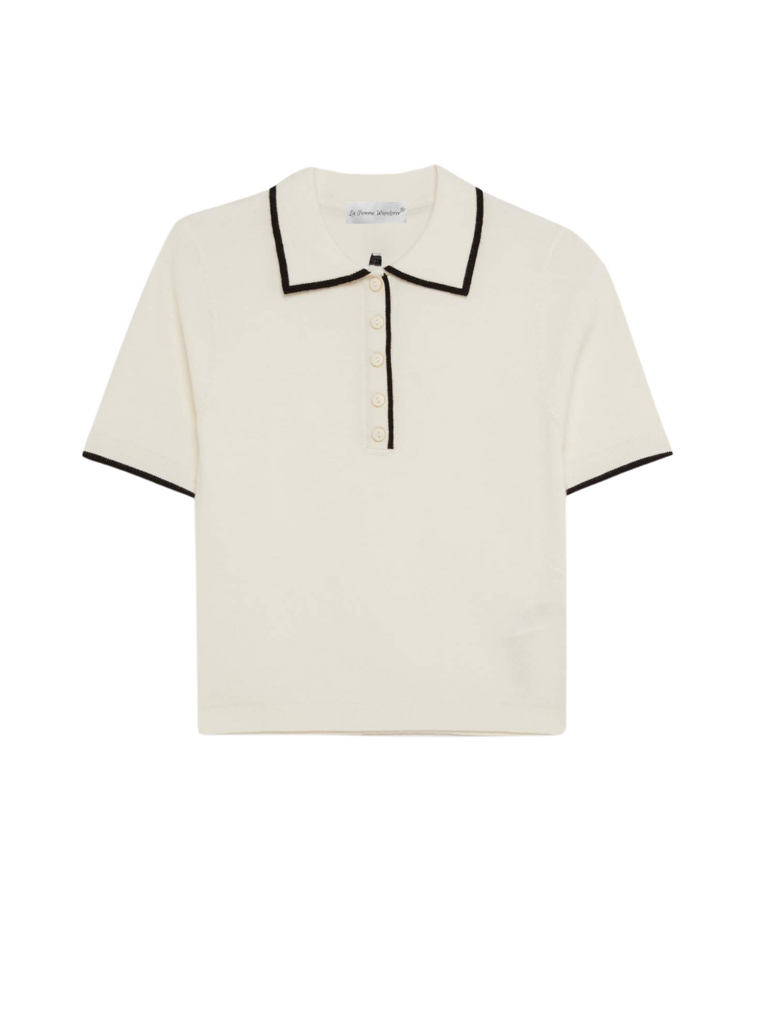 Knitted top with metallic buttons and contrasting details