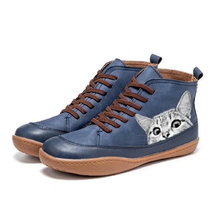 Savrani | Leather Boots With Cat Print
