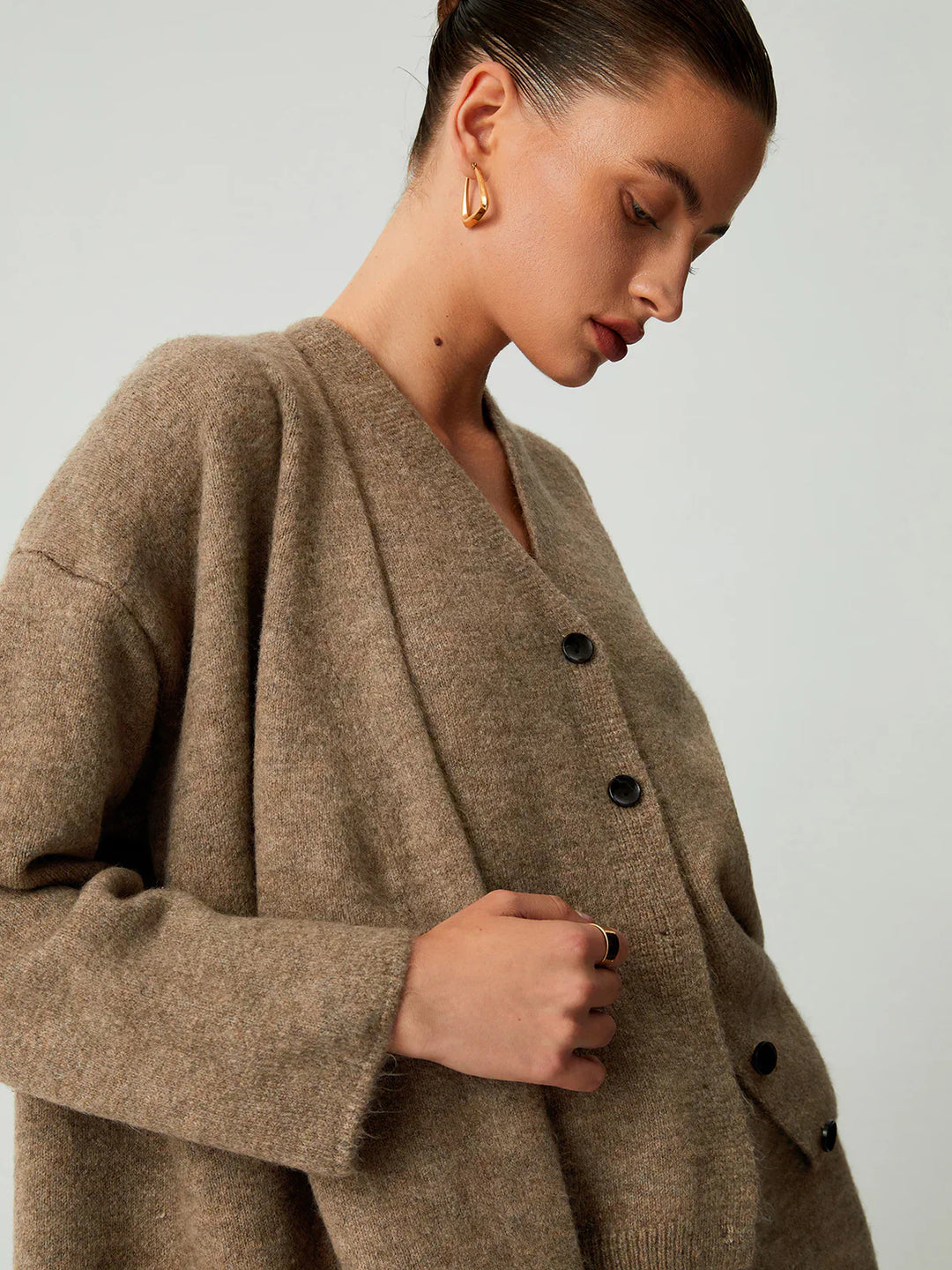 Three-Piece Set with Long Cardigan and Casual Pants