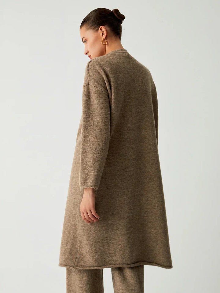 Three-Piece Long Cardigan with Casual Pants