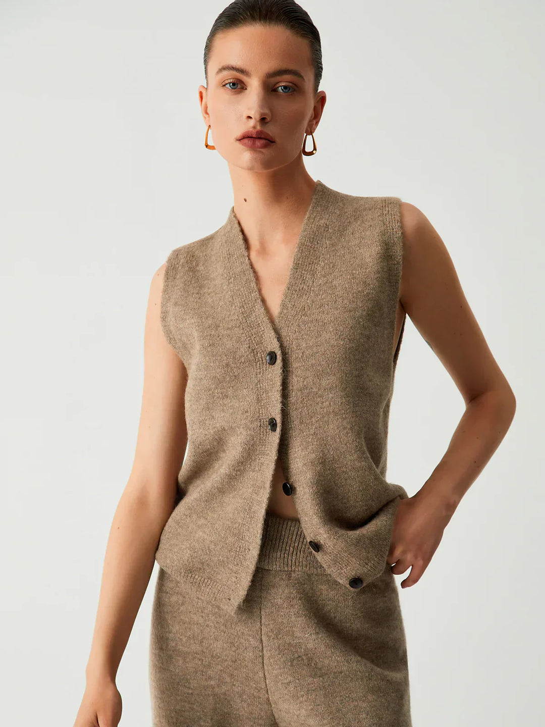 Three-Piece Long Cardigan with Casual Pants