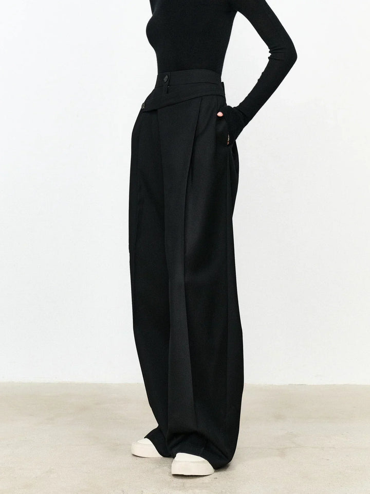 Asymmetrical Office Pants with Waist and Straight Leg